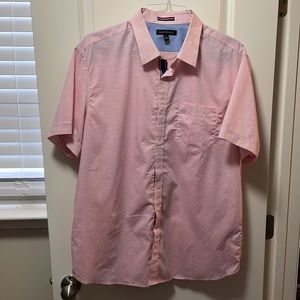 Banana Republic White/Red Slim Fit stripe short sleeve button down shirt Sz XL